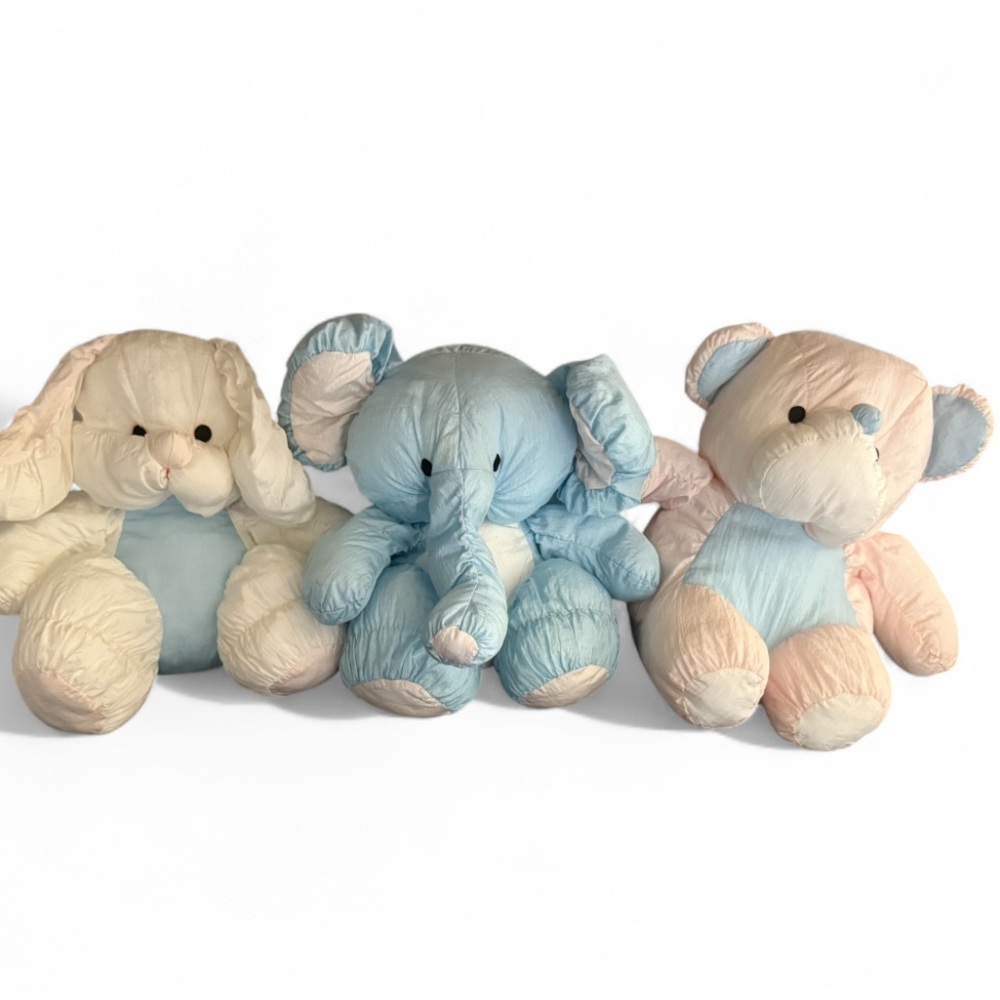 VINTAGE 12” SUPERIOR TOY AND NOVELTY PLUSH BUNNY ELEPHANT BEAR Puffalump Lot